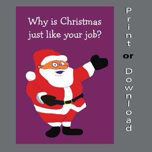 Funny Santa Office Humor 😂 Fat Man Christmas Joke Holiday Card