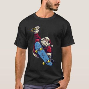 Funny Santa on Skateboard Merry Christmas Holiday T-Shirt