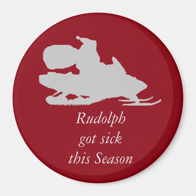 Funny santa on snowmobile magnet (Front)