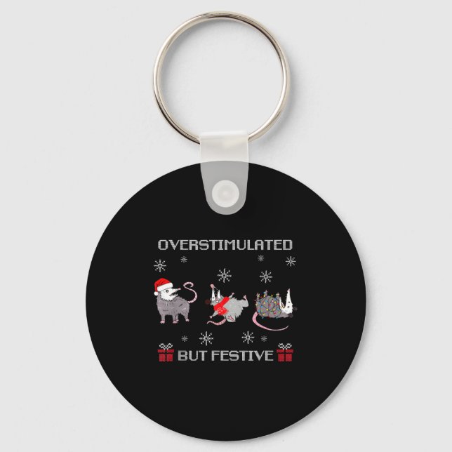 Funny Santa Ossums Overstimulated But Festive Xmas Keychain (Front)