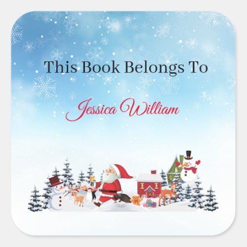 Funny Santa Personalized Bookplate Label for Books