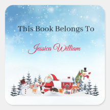 Funny Santa Personalized Bookplate Label for Books
