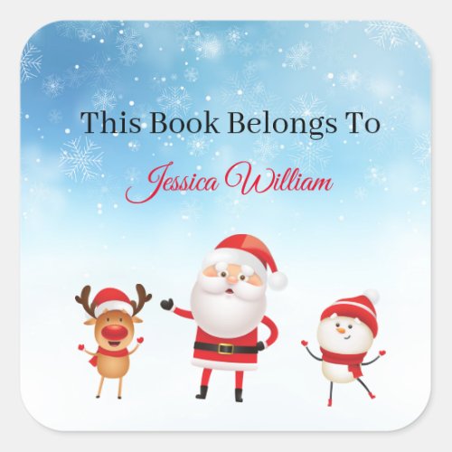 Funny Santa Personalized Bookplate Label for Books