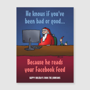 Funny Santa Personalized Holiday Magnet Card