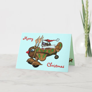 Funny Santa pilot Merry Christmas card design