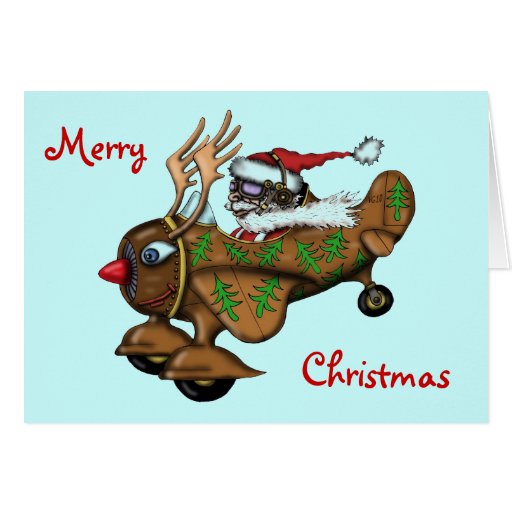 Funny Santa pilot Merry Christmas card design | Zazzle