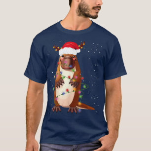 Funny Santa Platypus Animal Christmas Lights Lover T-Shirt