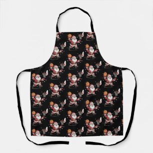 Funny Santa Playing Basketball Christmas Gift Xmas Apron