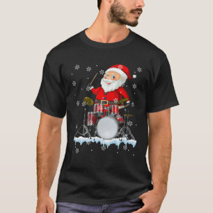 Funny Santa Playing Drum Christmas Drum Drummer Gi T-Shirt