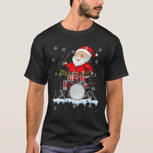 Funny Santa Playing Drum Christmas Drum Drummer Gi T_Shirt