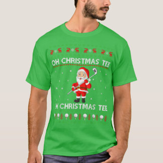 Funny Santa Playing Golf Sports Ugly Golf Christma T-Shirt