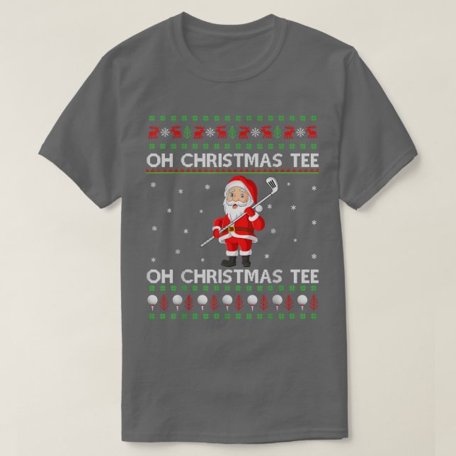 Funny Santa Playing Golf Sports Ugly Golf Christma T-Shirt (Design Front)
