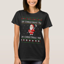 Funny Santa Playing Golf Sports Ugly Golf Christma T-Shirt