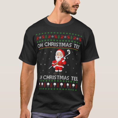 Funny Santa Playing Golf Sports Ugly Golf Christma T_Shirt