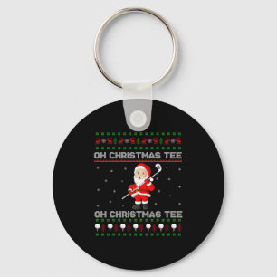 Funny Santa Playing Golf Srts Christmas Keychain