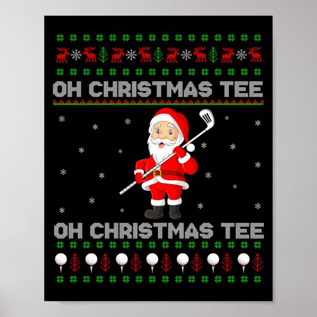 Funny Santa Playing Golf Srts Christmas  Poster (Front)