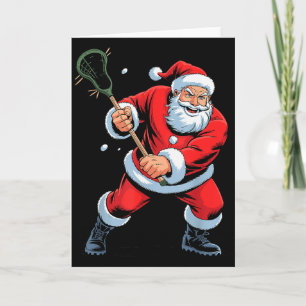 Funny Santa Playing Lacrosse Holiday Christmas Xma Card