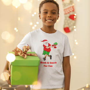 Funny Santa Playing Pickleball I Dash & Smash Fun  T-Shirt