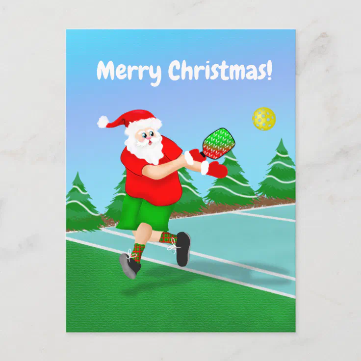 Funny Santa Playing Pickleball Merry Christmas Holiday Postcard Zazzle 4514