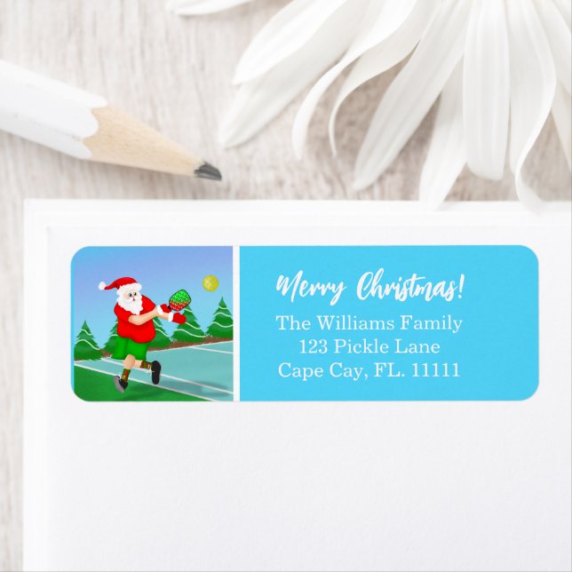Funny Santa Playing Pickleball Merry Christmas Lab Label (Insitu)