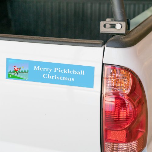 Funny Santa Playing Pickleball Merry Volley Xmas  Bumper Sticker