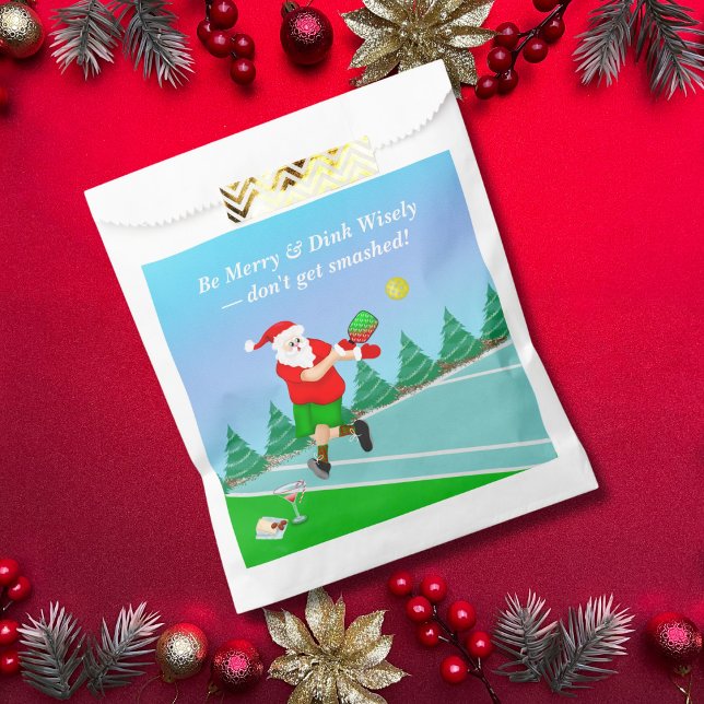 Funny Santa Playing Pickleball Merry Volley Xmas Favor Bag (Creator Uploaded)