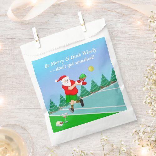 Funny Santa Playing Pickleball Merry Volley Xmas Favor Bag
