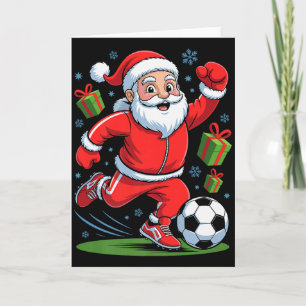 Funny Santa Playing Soccer Holiday Christmas Xmas Card