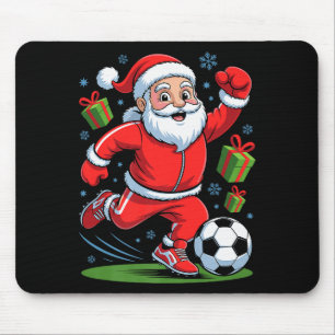 Funny Santa Playing Soccer Holiday Christmas Xmas Mouse Pad