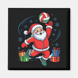 Funny Santa Playing Volleyball Holiday Christmas X Magnet