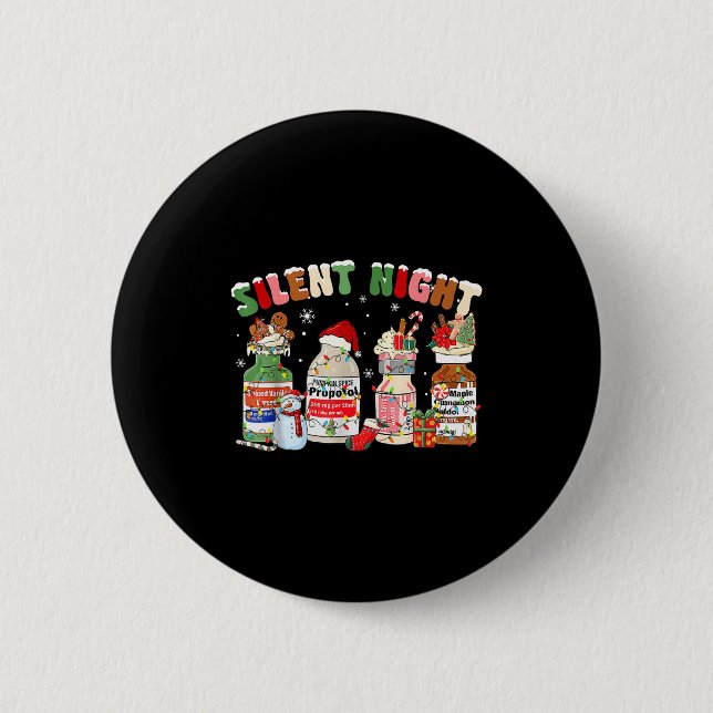 Funny Santa Profol Silent Night Icu Nurses Merry C Button (Front)