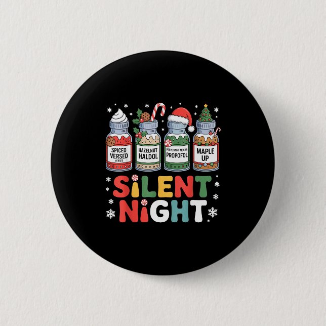 Funny Santa Profol Silent Night Icu Nurses Merry C Button (Front)
