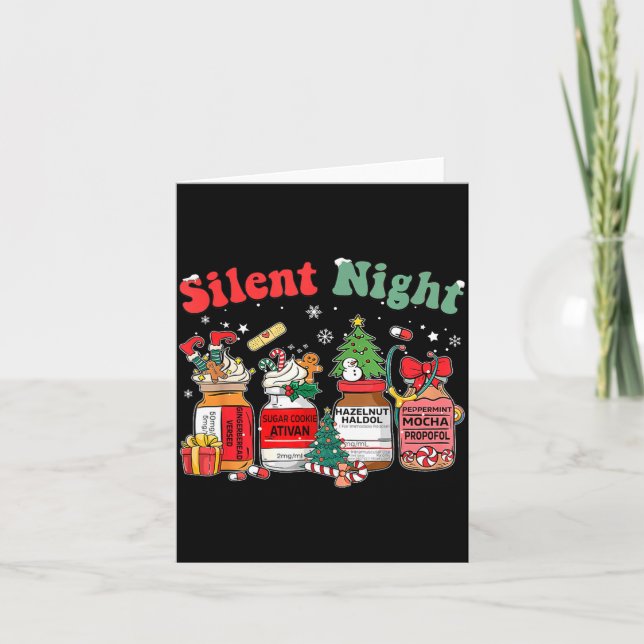 Funny Santa Profol Silent Night Icu Nurses Merry C Card (Front)