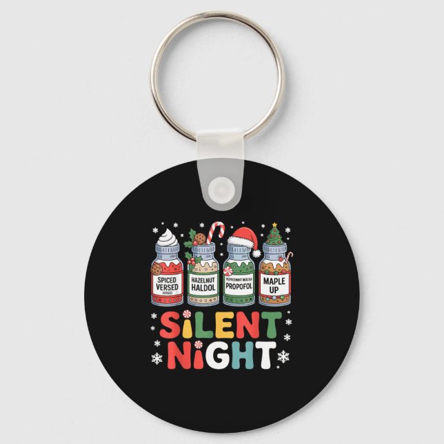 Funny Santa Profol Silent Night Icu Nurses Merry C Keychain (Front)