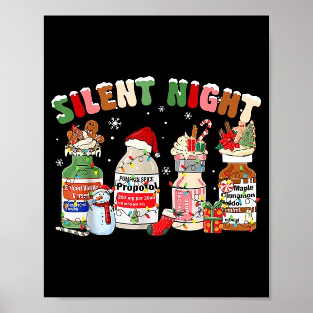 Funny Santa Profol Silent Night Icu Nurses Merry C Poster (Front)