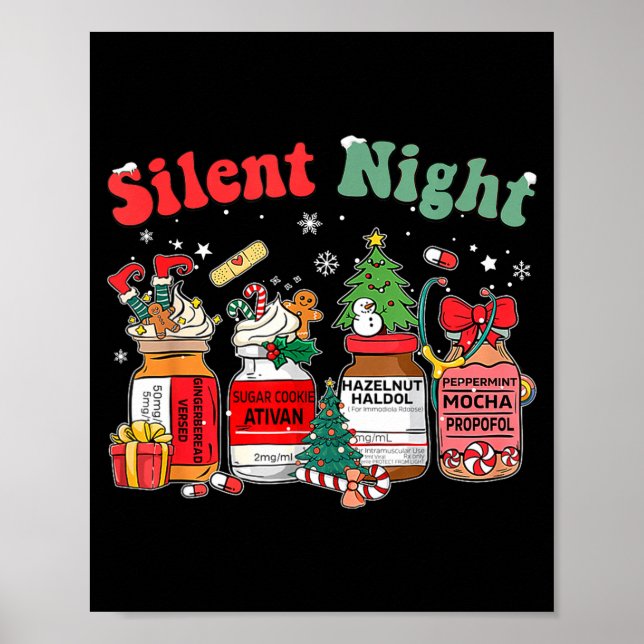 Funny Santa Profol Silent Night Icu Nurses Merry C Poster (Front)