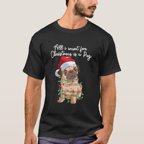 Funny Santa Pug Christmas T_Shirt