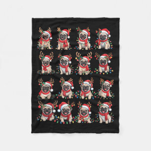 Funny Santa Pugs Christmas Xmas For Women Men  Fleece Blanket