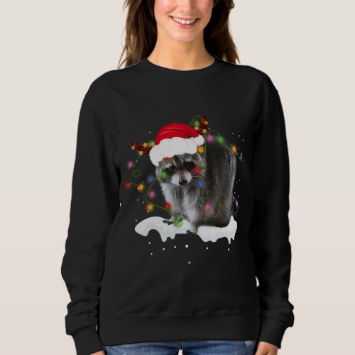 Funny Santa Raccoon Animal Christmas Lights Lover  Sweatshirt