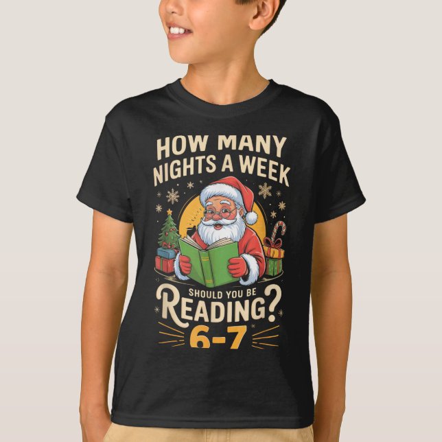 Funny Santa Reading 67 Meme Tee Christmas Teacher  (Front)