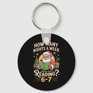 Funny Santa Reading 67 Meme Tee Christmas Teacher Keychain