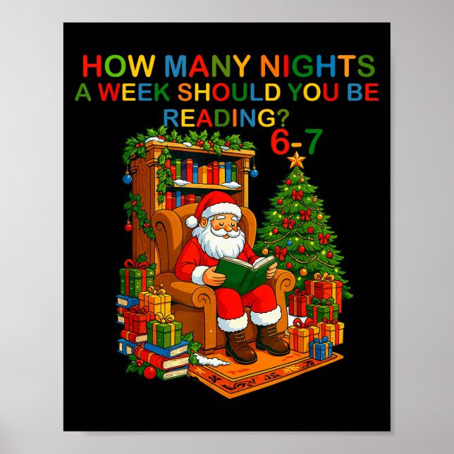 Funny Santa Reading 67 Meme Tee Christmas Teacher  Poster (Front)