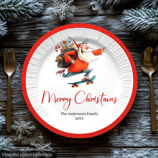 Funny Santa Red Green Holiday Dinner Plates (Funny Santa Red Green Holiday Dinner Plates)