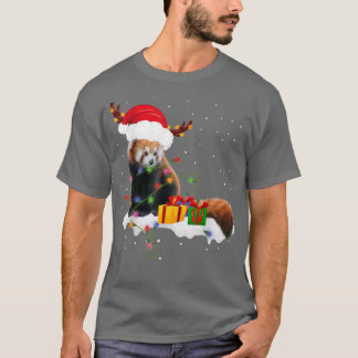 Funny Santa Red Panda Christmas Lights Lover Chris T-Shirt