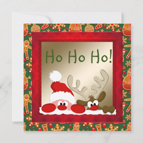 Funny Santa  Reindeer Kids Xmas Card