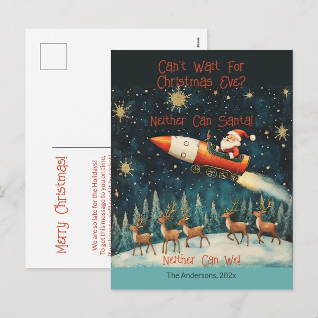 Funny Santa Retro Christmas Eve Postcard (Front/Back)