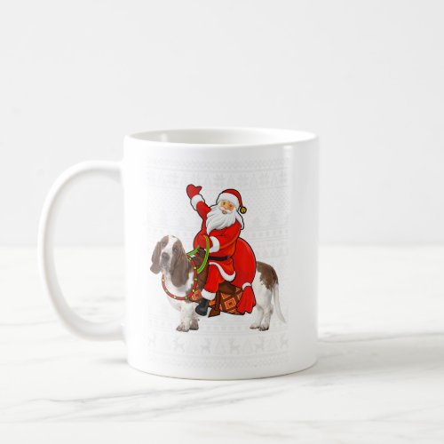 Funny Santa Riding Basset Hound Dog Ugly Christmas Coffee Mug