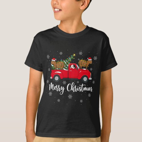 Funny Santa Riding Christmas Tree Truck Capybara C T_Shirt