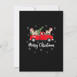 Funny Santa Riding Christmas Tree Truck Cattle Chr Invitation