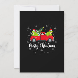 Funny Santa Riding Christmas Tree Truck Frog Chris Invitation